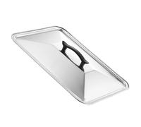 BEBEMOKO Copertura Alimenti in Acciaio Antischizzi con Manico Termoresistente Coperchio Quadrato per Barbecue Protezione Igienica Contro Insetti per Cucina Indoor e Outdoor