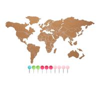 BEBEMOKO Mappa del Mondo in Sughero e Legno Pannelli Decorativi da Parete Autoadesivi per Arredamento Rustico Casa Colore Casuale