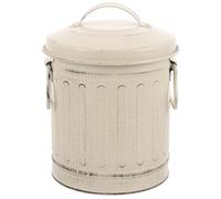 BEBEMOKO Secchio per Cenere in Metallo Coperchio e Manico Ergonomico, Contenitore Resistente per Cenere da Barbecue e Caminetto, Stile Vintage Beige, Multiuso per Interno ed Esterno