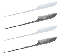 BEBEMOKO Set 4 Pezzi Pettini per Chioma Neri in Fibra di Carbonio Antistatici, Pettine a Coda Divisore Denti Rotondi per Styling Professionale e Uso Salone, Adatti per Acconciature,