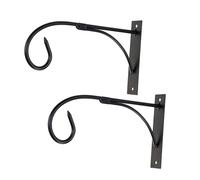 BEBEMOKO Set da 2 Ganci da Parete in Ferro Nero per Piante Sospese con Supporto Resistente e Viti, Design Elegante Europeo, per Balconi Compatti e Piccoli Appartamenti