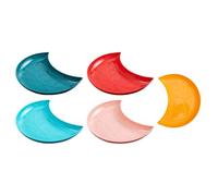 BEBEMOKO Set da 5 Piatti da Dessert Colorati a Mezzaluna in Plastica per Snack, Vassoio Porta Caramelle e Frutta Secca, Multiuso per Feste e Uso Domestico Colore Casuale