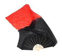 BEBEMOKO Ventaglio da Danza del Ventre Sfumato Nero-Rosso in Seta Sintetica 1,5 M, Accessorio per Spettacoli e Gare di Danza, Ventaglio per Mano Destra, per Palcoscenici e Balli