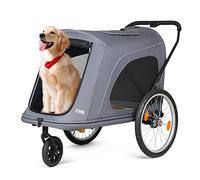 Beberoad 2 in 1 Rimorchio da Bicicletta e Passeggino per Cani, Rimorchio Bici per Cani con Porta Anteriore e Posteriore, Finestre a Rete e Tetto Apribile, Carico Massimo 45 kg