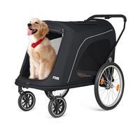 Beberoad Pets R8 Pro Extra Large Foldable Pet Stroller, Dog Stroller & Pet Trailer for Large Dogs Under 100 lbs, Unmovable, Disabled & Pregnant Dogs - Conveniently Carriable by Bike and Car, Black