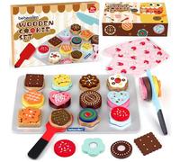 Beberolen Biscotti Tagliare Giocattolo, Accessori Cucina Giocattolo Legno per Bambini Bambina, Set Cibo Finto Giocattolo per Cucina Bambini, Regalo Bambino Compleanno Pasqua Halloween Natale 3+ Anni