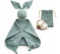 BEBICCO - Coperta per Bambini Coniglio in Cotone Bio 30x30 cm - Doudou di Sicurezza Ultra Morbido - Idea Regalo per Nascita (Verde Menta)