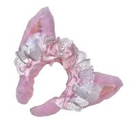 BEBIKR Cerchietto per capelli con orecchie di gatto con fiocco in pizzo, per cosplay, feste in maschera, anime, giochi di ruolo, copricapo con orecchie di gatto