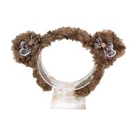 BEBIKR Cerchietto per capelli da donna, con orecchie di orso peloso, in peluche, per cosplay, travestimenti, fiocchi e orecchie di animale, decorazione per feste di Halloween