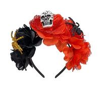 BEBIKR Cerchietto per capelli da donna, con teschio di ragni e teschio, per feste di Halloween, cosplay, accessori per capelli