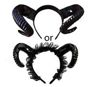 BEBIKR Cerchietto per capelli da donna, per Halloween, corna da diavolo, stile steampunk, antilope, copricapo per Halloween, diademi per capelli