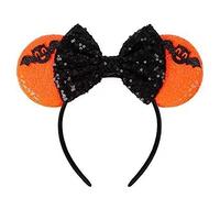 BEBIKR Cerchietto per capelli da donna, per Halloween, orecchie da topo, paillettes, fiocco per capelli, per donne, studenti, feste, cosplay, accessori per capelli