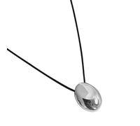 BEBIKR Collana da donna - Elegante collana in metallo a forma ovale con ciondolo geometrico, regolabile, in pelle PU, elegante gioiello, As shown in the figure, Corda di cuoio CCB