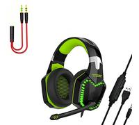 BEBIKR Cuffie da gioco over-ear con microfono a luce LED da 3,5 mm per PC portatili console di gioco per computer portatili