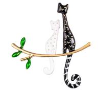 BEBIKR Spilla a forma di gatto pigro seduto sull'albero, spilla da bavero alla moda, decorazione per abiti, spilla in metallo per ramo di gatto, spilla da donna