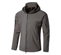 Bebling Giacca da Uomo Militare Softshell Tactical Cappotto in Pile con Cappuccio Grigio, 4X-Large