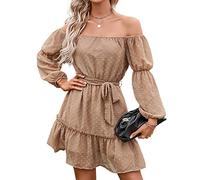 BebreezChic Vestito Donna a Pois Svizzer Mini Estivo off Shoulder Tunic Elegante Versatile Casuale