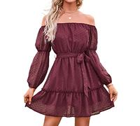 BebreezChic Vestito Donna a Pois Svizzer Mini Estivo off Shoulder Tunic Elegante Versatile Casuale