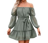 BebreezChic Vestito Donna a Pois Svizzer Mini Estivo off Shoulder Tunic Elegante Versatile Casuale