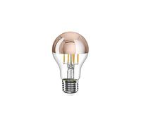 BeBulbs Lampadina LED goccia mezza sfera rame A60 (E27, 7W, 650 lm, 2700K, dimmerabile) - Vetro trasparente con cupola in rame - Luce calda regolabile e lunga durata