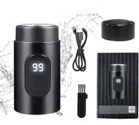 Bebuyby Mini Portable Rechargeable Shaver with Digital Display,Capsule Razor,Mini Shaver,Mini Electric Shaver,Mini Electric Shavers for Men,Rechargeable Waterproof Electric Razor Trimmer (Black A)