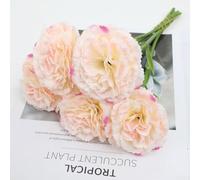 Bebykilemi 5 garofani artificiali in seta per decorazioni per matrimoni, decorazioni per la casa, bouquet da sposa e centrotavola, composizioni floreali realistiche ed eleganti, (rosa e bianco)