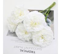 Bebykilemi 5 garofani artificiali in seta per decorazioni per matrimoni, decorazioni per la casa, bouquet da sposa e centrotavola, composizioni floreali realistiche ed eleganti, (bianco)