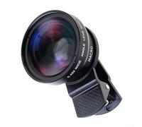 Bebykilemi Kit obiettivo fotocamera 2 in 1, obiettivo compatto 15X macro e 0 45X grandangolare con borsa da viaggio per la fotografia del tuo smartphone (nero)