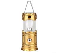 Bebykilemi Lanterna solare da campeggio con ventilatore portatile, luce LED ricaricabile solare USB, lanterna impermeabile per escursioni all'aperto, luce multifunzionale per campeggio e pesca (oro)