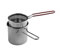 Bebykilemi Mini pentola per friggitrice, in acciaio inox, con cestello rimovibile, per patatine fritte, verdure, tempura e manico antiscivolo, 12 x 12,7 cm