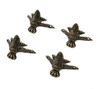 Bebykilemi Piedini decorativi in ottone anticato, 4 pezzi, per gioielli, cassapanca in legno, protezione per mobili per la casa, 42 x 30 mm
