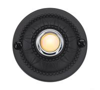 Bebykilemi Pulsante per campanello illuminato in ferro nero rotondo interruttore a pulsante di ricambio impermeabile luce LED campanello cablato con luce notturna per casa