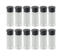 Bebykilemi Set di 12 barattoli per spezie in plastica trasparente con coperchio nero girevole, contenitori per condimenti da 100 ml, per sale, pepe, erbe, conservazione e organizzazione della cucina