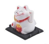 Bebykilemi Solar ed - Decorazione automatica a forma di gatto fortunato, per cruscotto e scrivania dell'ufficio, grazioso ornamento a forma di gatto portafortuna con materiale ABS in bianco, nero o