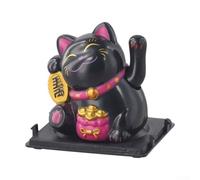 Bebykilemi Solar ed - Decorazione automatica a forma di gatto fortunato, per cruscotto e scrivania dell'ufficio, grazioso ornamento a forma di gatto portafortuna con materiale ABS in bianco, nero o