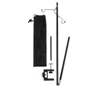 Bebykilemi Supporto pieghevole per lanterna per campeggio, pesca, picnic, gancio portatile con lega di alluminio antiruggine e acciaio inossidabile, altezza estesa 120 cm, (3 ganci doppi + picchetto)