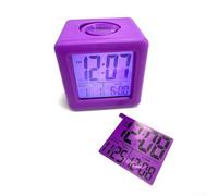 Bebykilemi Sveglia in silicone con ampio display LCD, design quadrato, funzione data/ora/snooze, formato 12-24 ore, custodia protettiva inclusa, viola o blu, 8 x (viola)