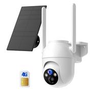 BECAMSO 4G LTE Telecamera Esterno Solare con Sim: Telecamere Batteria Senza Fili - 360° PTZ Videocamera Sorveglianza Esterno - Visione Notturna Colori IP66 2 Vie Audio
