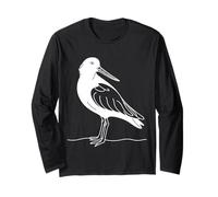Beccaccia di Mare Nera Line Art Uccello Costiero Maglia a Manica