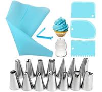 Beccucci per Pasticceria, Set da 26/50 Pezzi, in Acciaio Inox, per sac à Poche in Silicone, riutilizzabili, riutilizzabili (Set da 20 Pezzi)