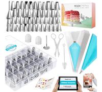 Beccucci Sac a Poche Riutilizzabile-RFAQK 74 PCs Bocchette Sac a Poche includere 48 Numerato Beccuccio Sacca a Poche & Sac a Poche Usa e Getta- Tabella Dei Modelli,EBook & Pasticceria Accessori