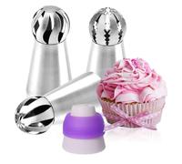 beccucci sac Set di 4 beccucci for glassa in acciaio inox, kit di beccucci for glassa russa, strumenti for decorare torte, utensili for pasticceria, beccucci for glassa bocchette sacs