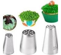 Beccuccio decorativo Set di punte for sac à poche in acciaio inossidabile, set di utensili da forno a forma di erba, 3 pezzi, for decorare torte, cupcake, biscotti utensili da forno