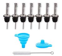 LEGERM Acciaio Inox Freeflow Beccuccio Versatori con Patta - Perfetto per Bar, Spirito, Vino, sciroppi e Bottiglie d'olio 7 Pezzi