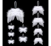 Becellen 10 Pezzi Ali d'angelo di Natale, Bianche Decorazioni Natalizie da Appendere, Pendenti Ornamenti Addobbi Natalizi per Albero la Casa Fai da te