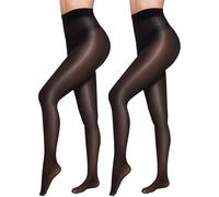 Becellen 2 Pezzi Collant Donna, 8 Den Lucidi Olio Compressione Graduata Calzamaglia Taglie Forti Curvy Nero Contenitivi Modellanti Calze Color Carne Velate