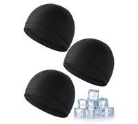 Becellen 3 Pezzi Berretto Bambino, Seta Ghiacciata Estate Sottocasco Bici Elasticizzato Cappello Sportivo Unisex Traspirante Berretto Sottocasco Nero Beanie per 3-8 Anni Ragazzo e Ragazza