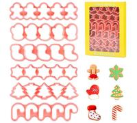 Becellen 6 Pezzi Formine Natale, Pressable 3D Stampi per Mini Biscotti Natalizi Riutilizzabile Plastica Tagliapasta per Fondente
