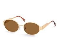 Becellen Oval Occhiali da Sole Donna, Retro Polarizzate Occhiali da Sole con Montatura Metallo Anni 90 Hippie Sunglass Moda Vintage Sunglasses Protezione UV400 per Donna Uomo