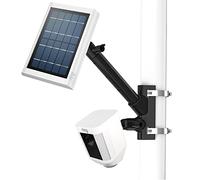 BECEMURU - Supporto a parete con staffa di montaggio a palo in acciaio, compatibile con telecamera e pannello solare ad anello (nero)